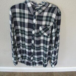 Beachlunch Lounge Plaid‎ Long Sleeve Button Down Shirt Womens Size L